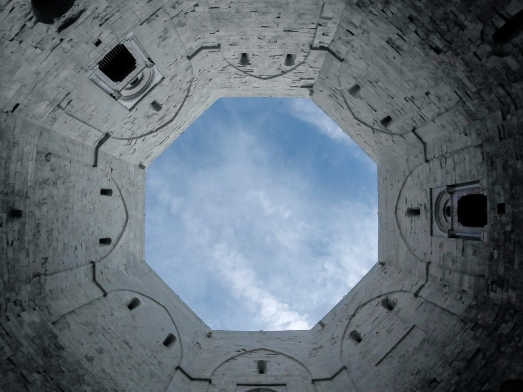 octagonal open roof of Castel Del Monte in Puglia