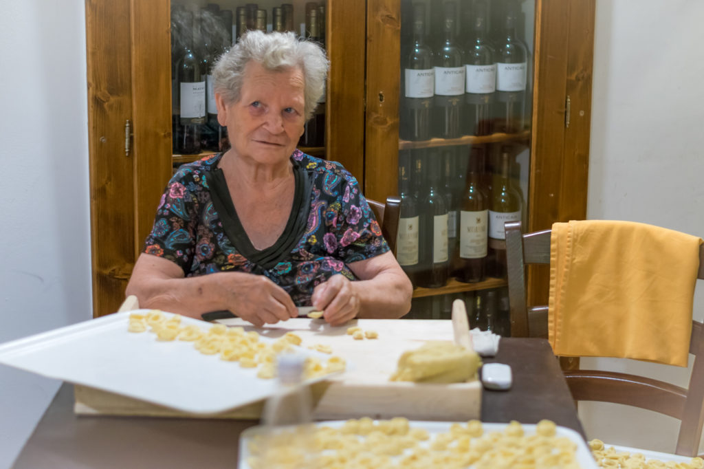 Italian granny preparing fresh pasta