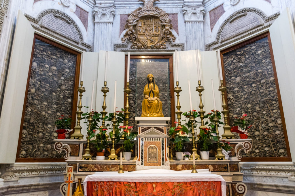 an altar with more than 800 mortal remains of human in Puglia