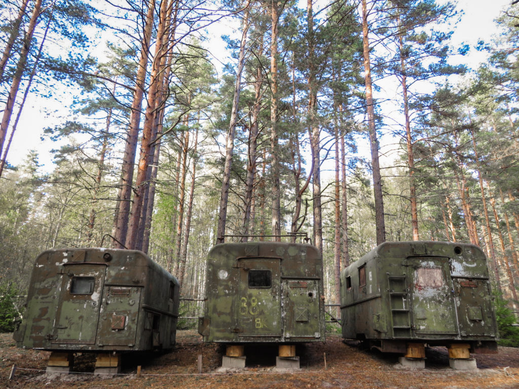 The war cars in Losevo forest in Russia