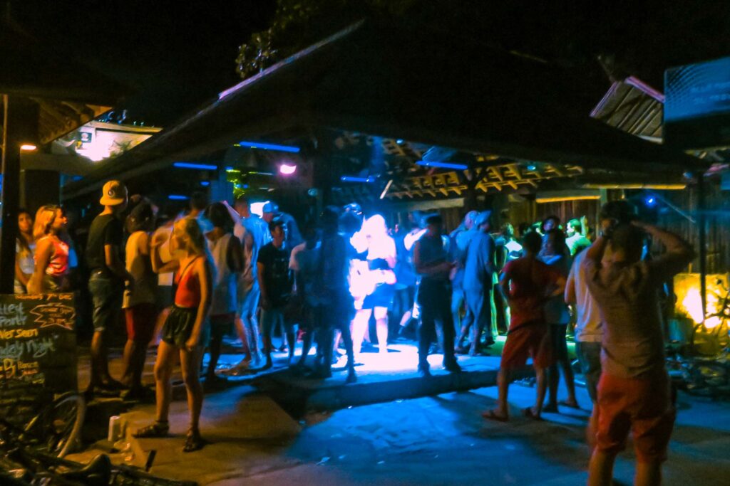 People dancing in a party in Gili Trawangan