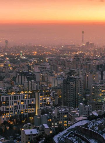 Vista panorâmica de Teerã ao entardecer