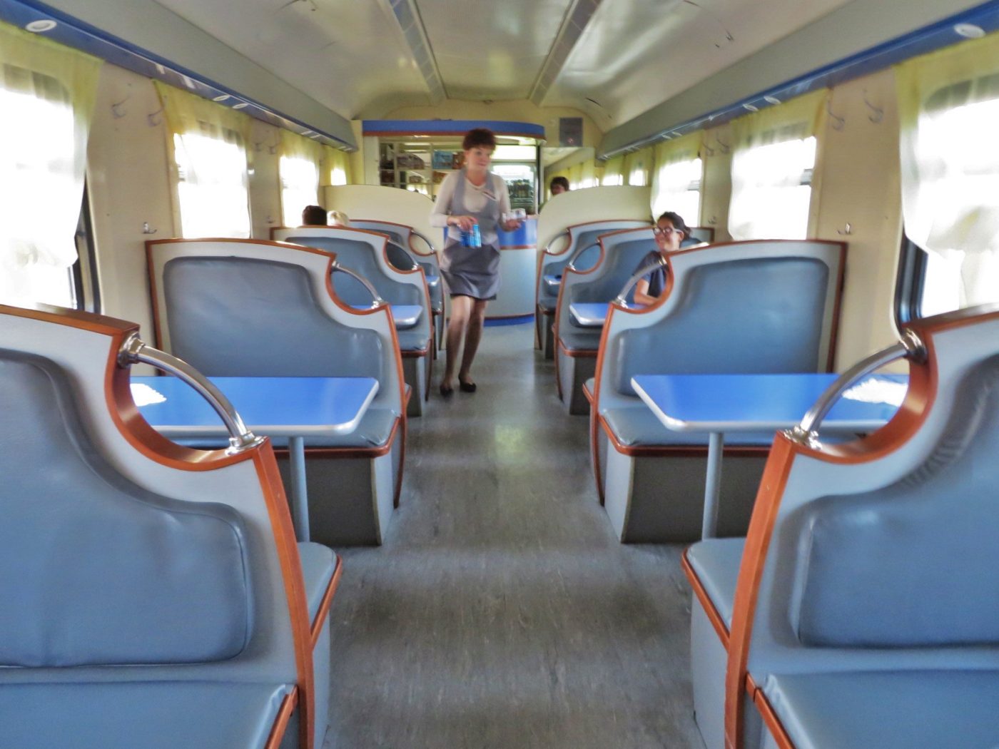 The restaurant in the train during the Trans-Siberian