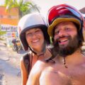 Tiago and Fernanda on a motorbike in Thailand