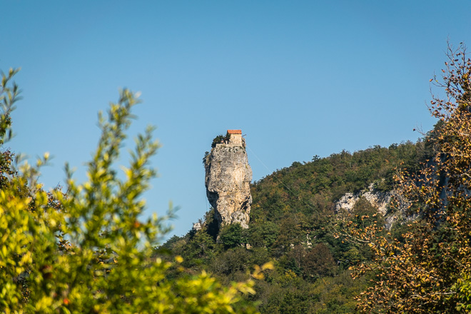 A monastery on top of a cliff in Georgia