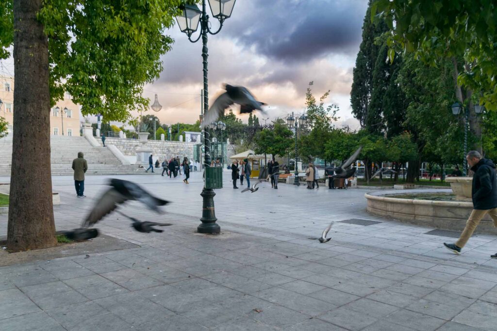 A praça de Syntagma no centro de Atenas