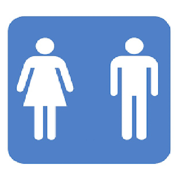 Placa com o sinal de homem e mulher