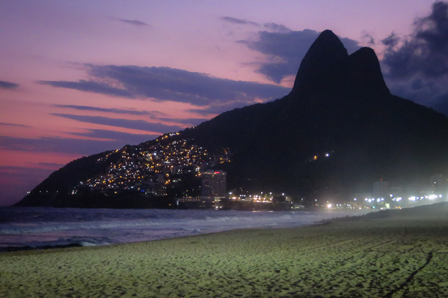 Rio de Janeiro at night in the beach