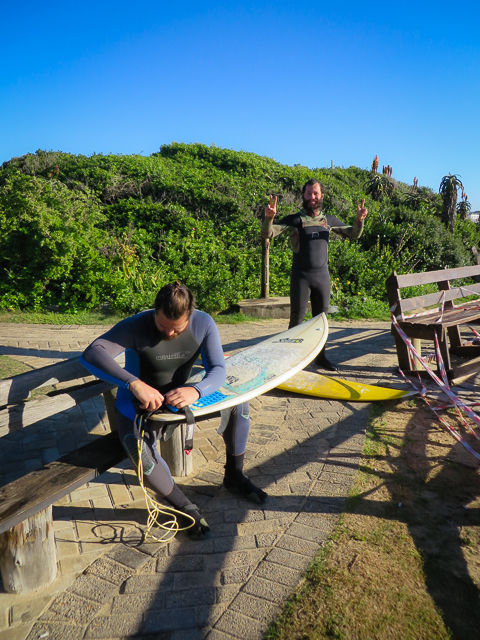 Tiago and his brother about to go surfing in J'Bay