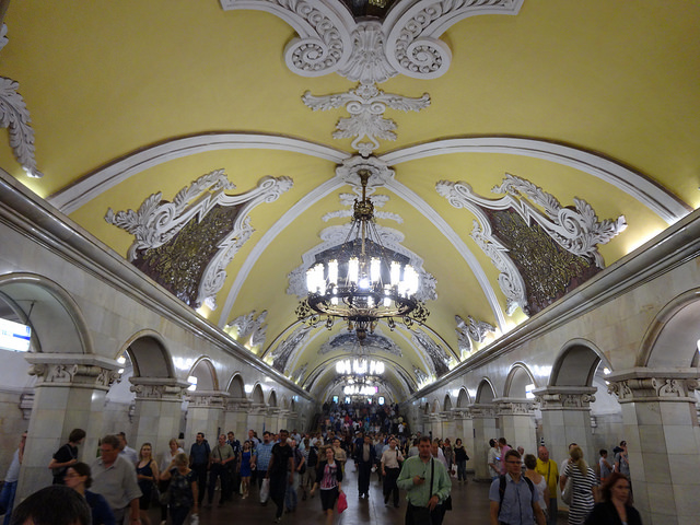 People inside russian metro stations