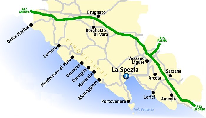 Map of Cinque Terre itinerary