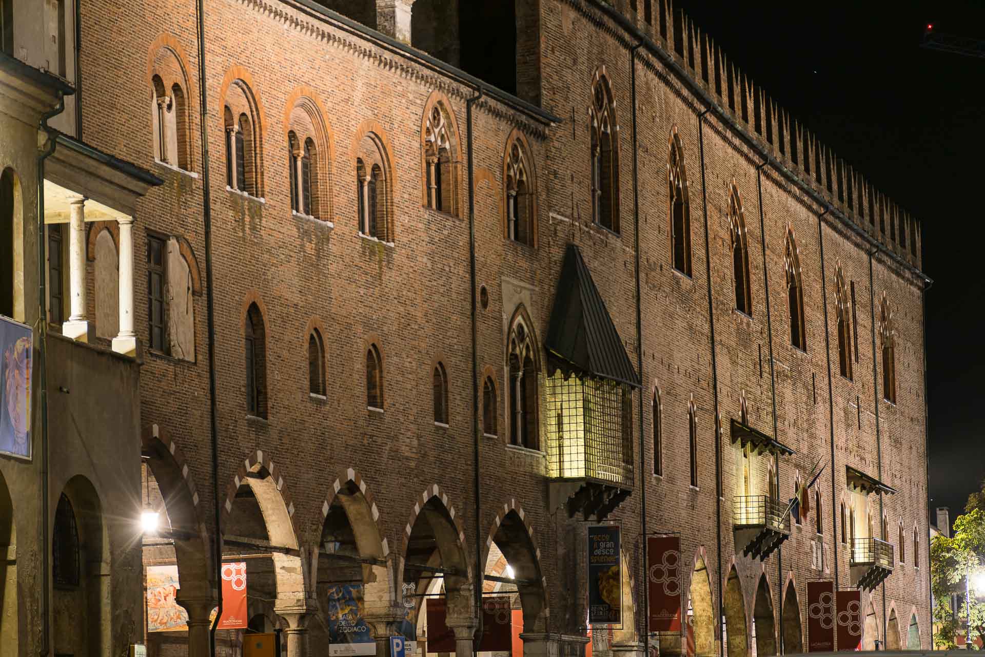 A large medieval wall in the centre of Mantua Italy