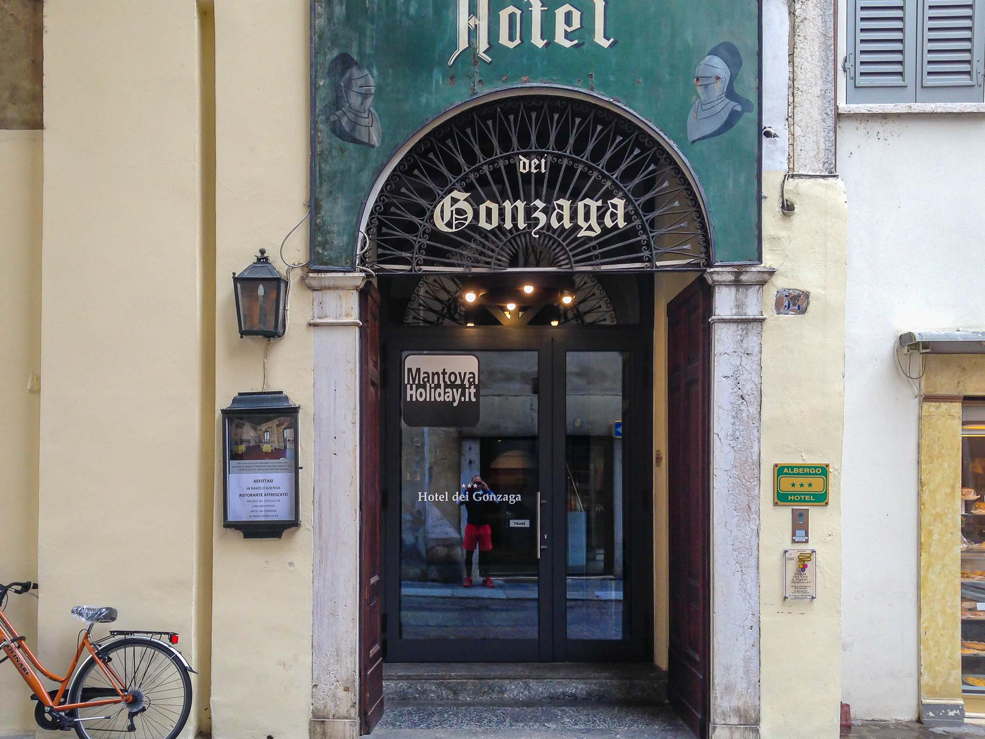 The entrance of the Hotel Dei Gonzaga in Mantua Italy