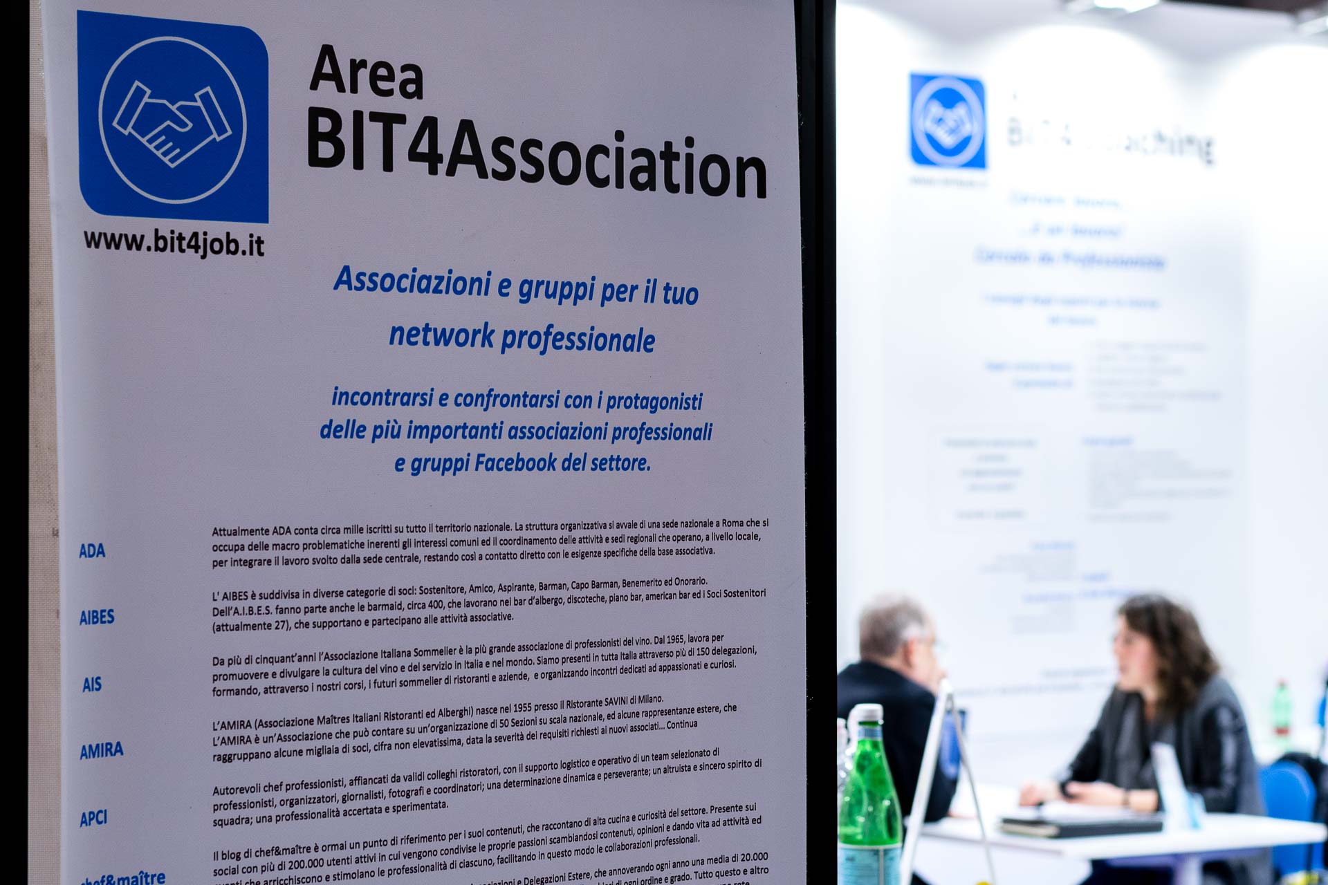 A sign saying BIT4 Association at the BIT Milano