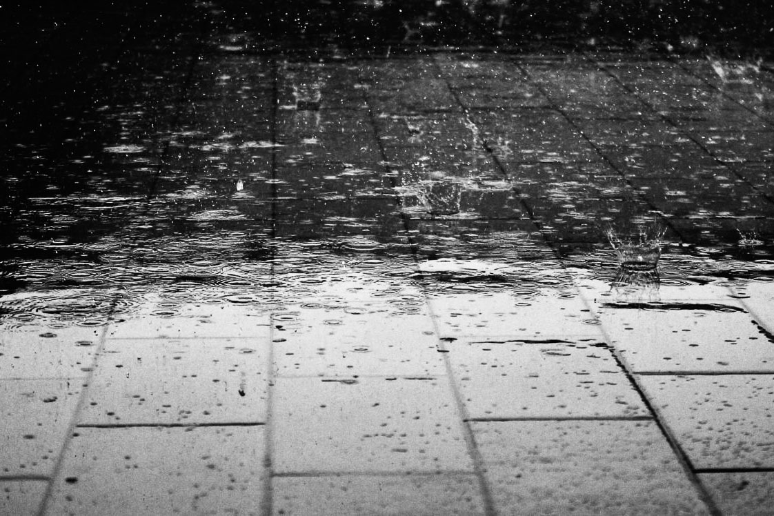 Rain falling in the street