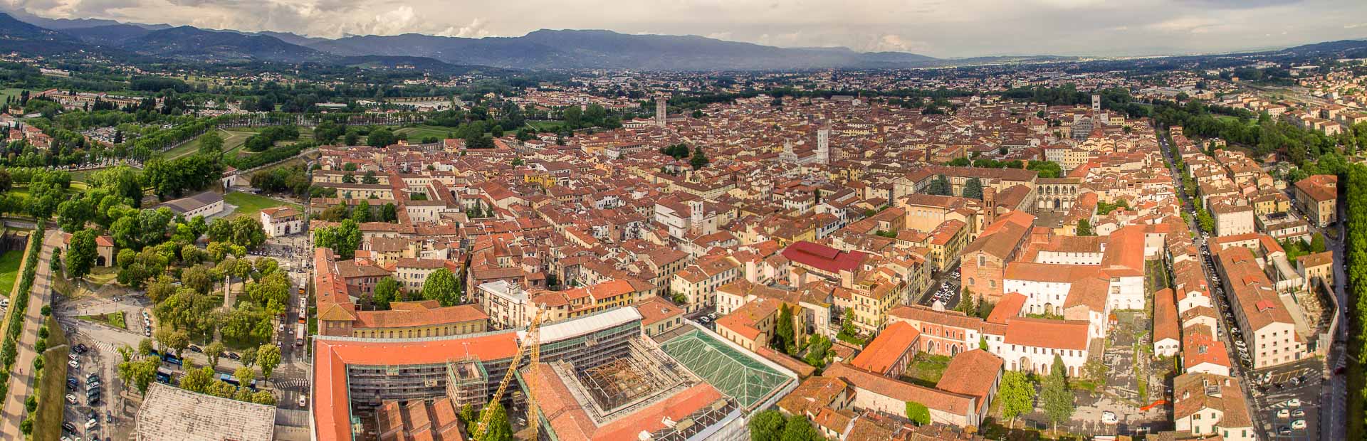 panorama of the walled town of Lucca