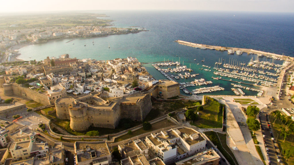 An aerial shot of the castle and the centre of Otranto