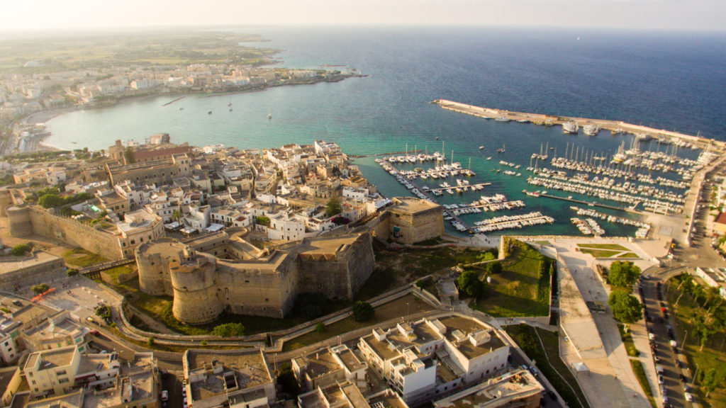 Puglia itinerary An aerial shot of the castle and the centre of Otranto