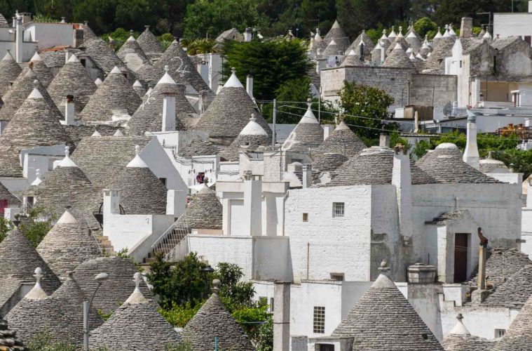 Many rock roofs of the Trulli houses