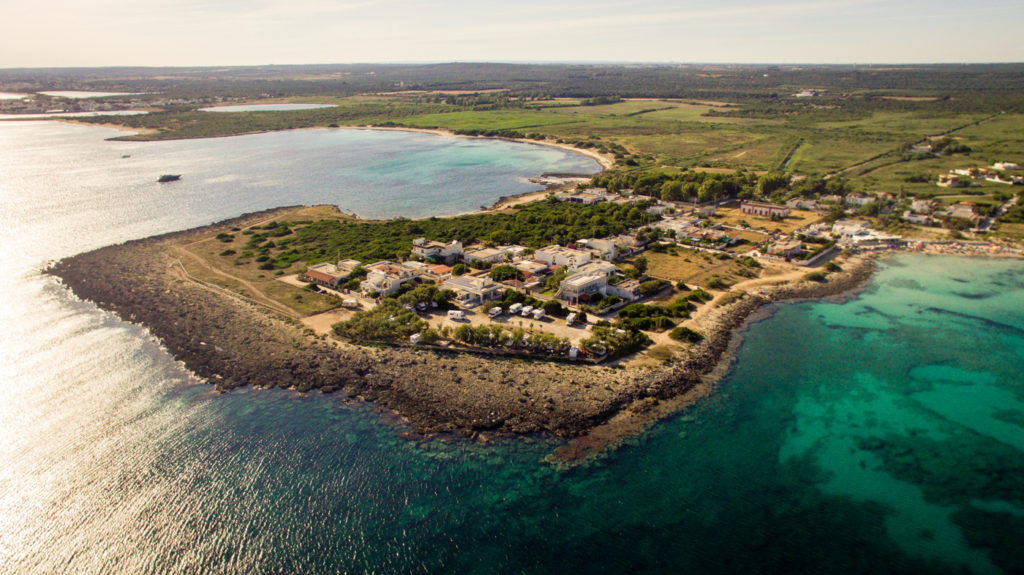 Puglia itinerary aerial shot of Punta Prosciutto in Puglia