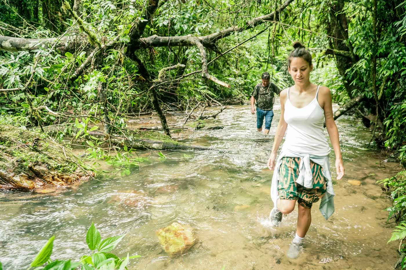 Fe walking over the river