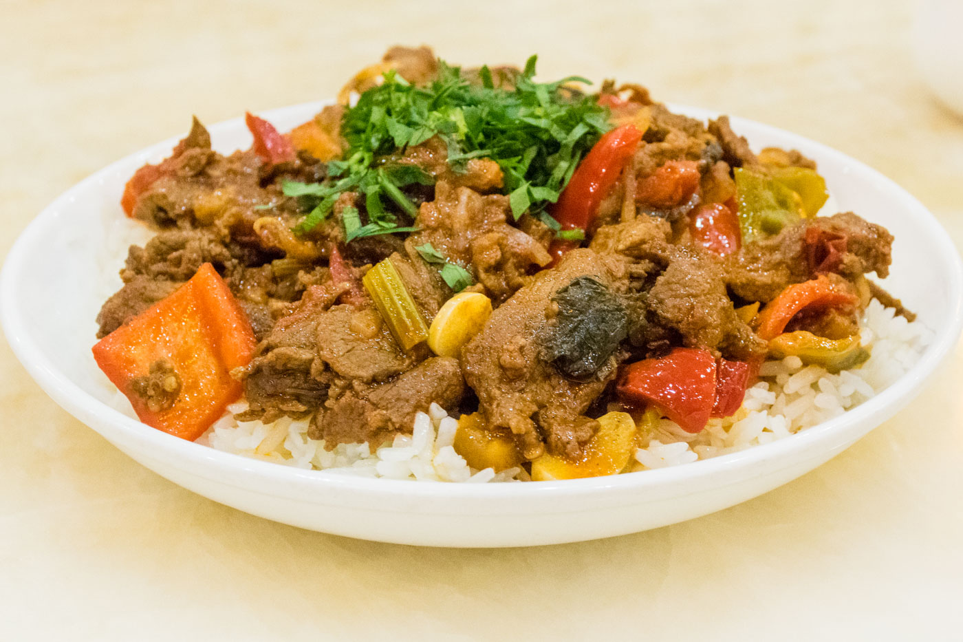 traditional Kyrgyzstan dish of rice, meat and vegetables