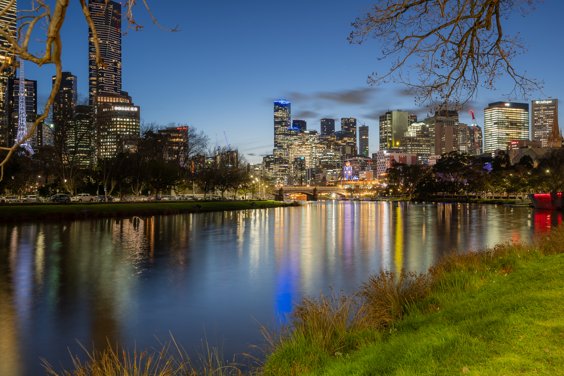The city of Melbourne in Australia at night