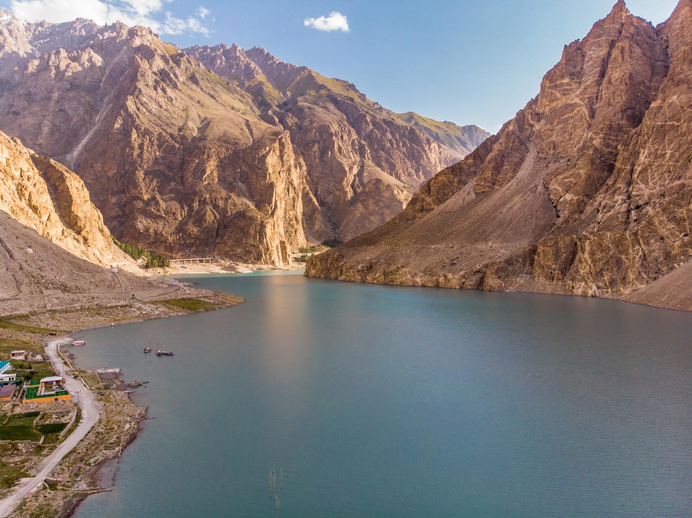 aerial shot of attabad lake