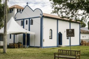what to do in Itaunas the church in white and blue of Itaunas