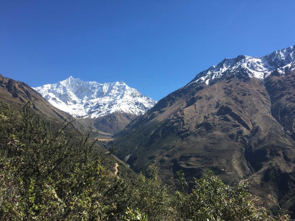 The Salkantay mountain seen from the trek