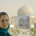 Fernanda in front of a mosque in Isfahan in Iran