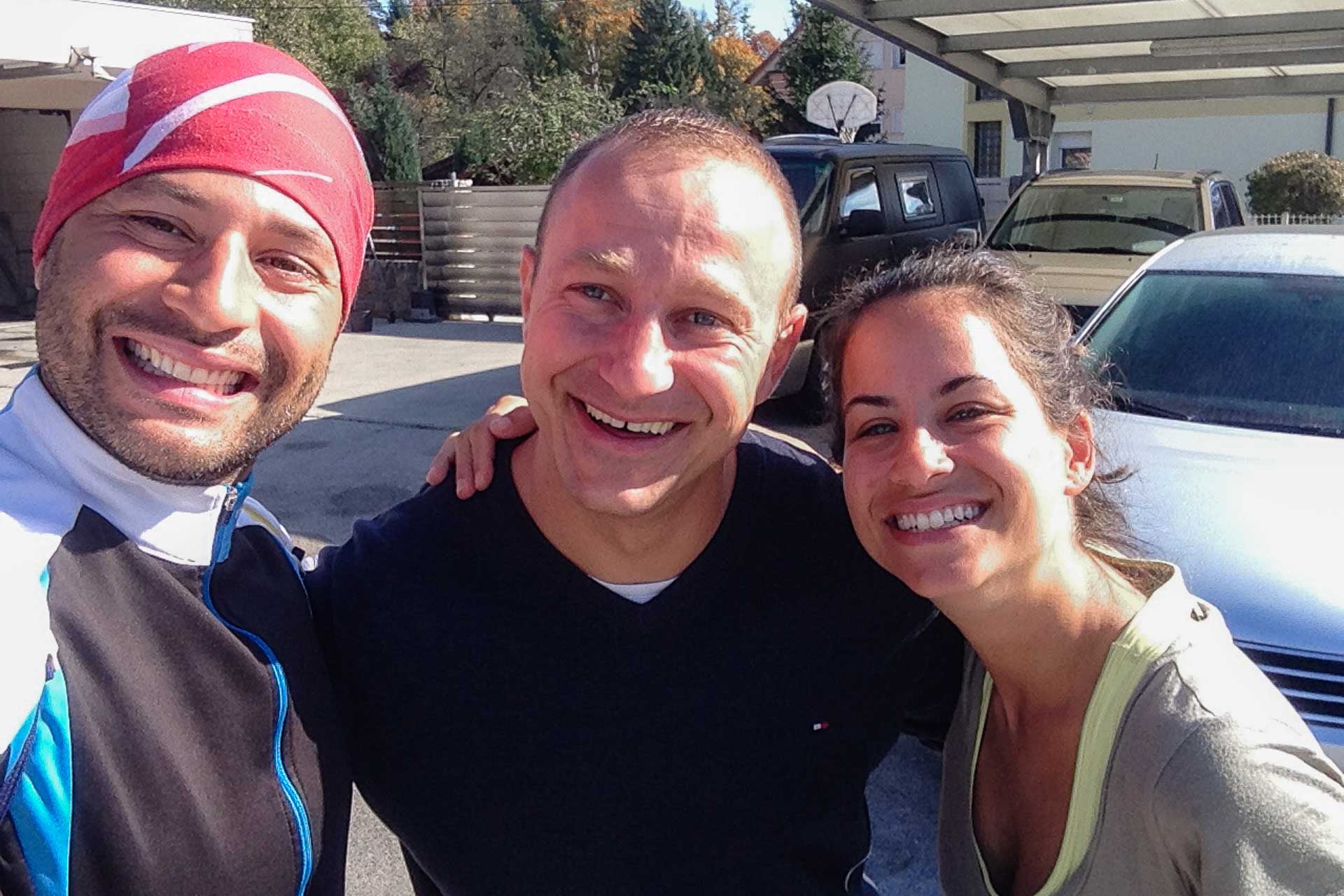 Fernanda Tiago and a person we met when cycling in Slovenia