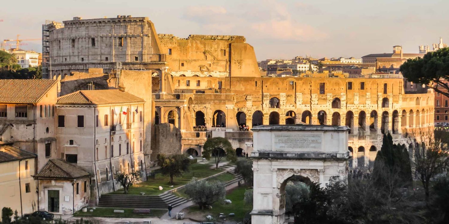 Colosseum in Italy illuminated by the sun