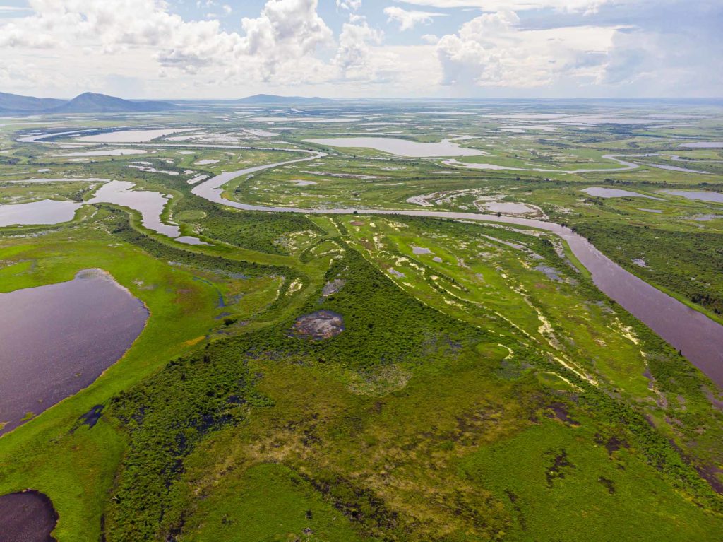 Aerial view of the Pantanal in Brazil, the Brazilian wetland