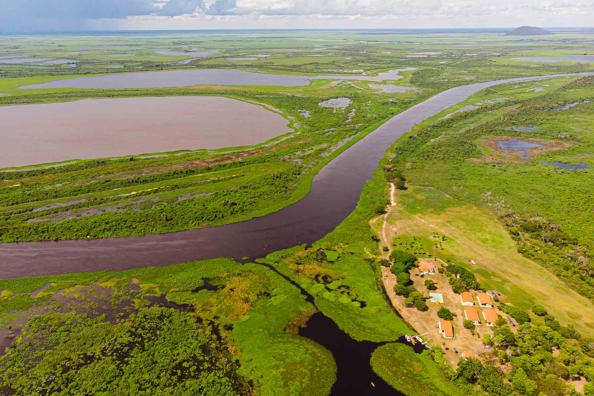 Aerial view of the Acorizal Camp in the Serra do Amolar Pantanal