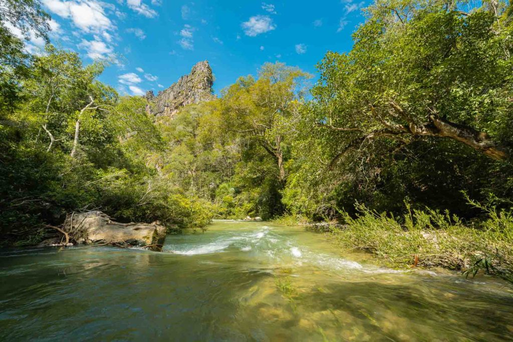 Overview of the Serra da bodoquena mountain with the river crossing by