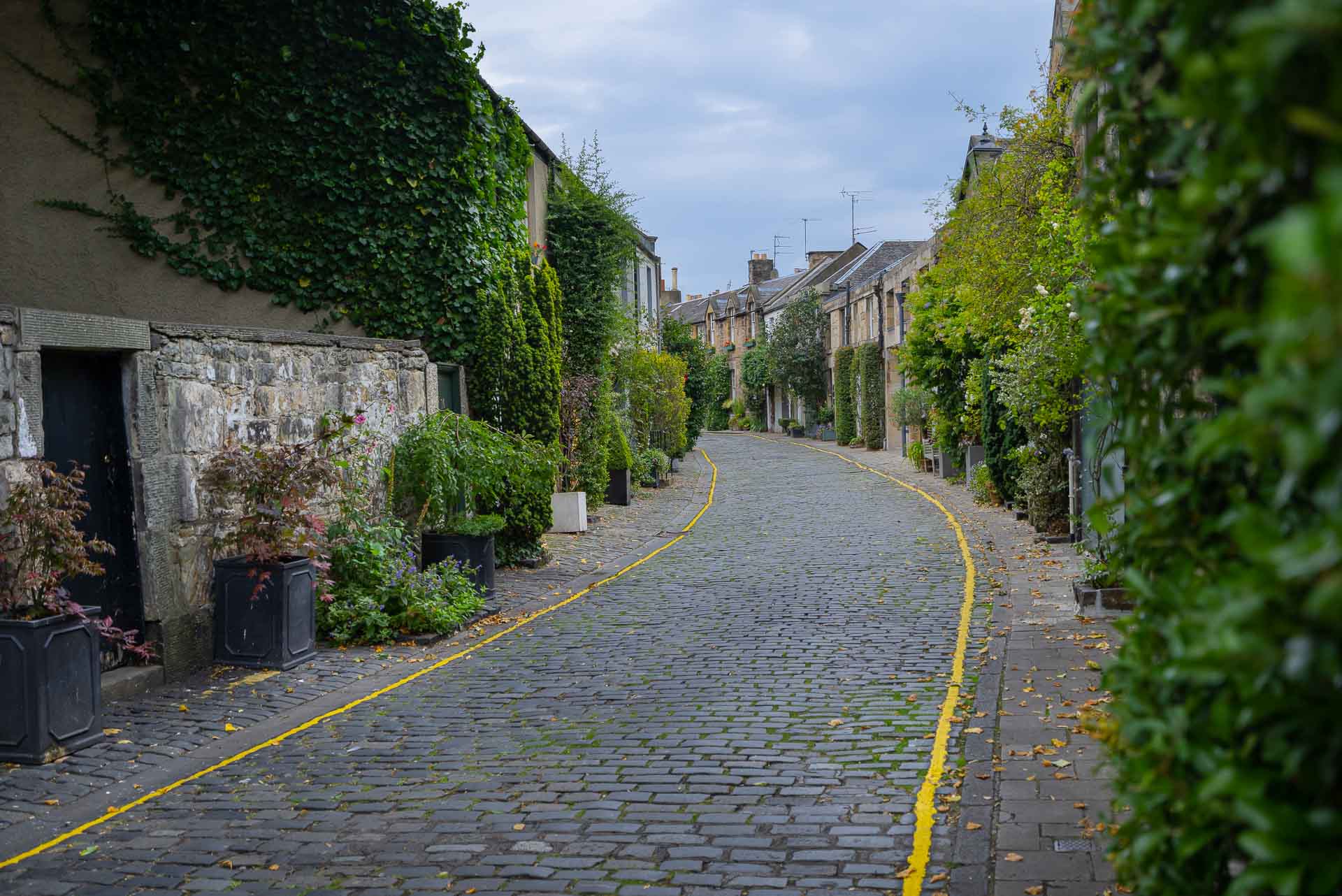 Circus Lane with cobbled street and cute little houses