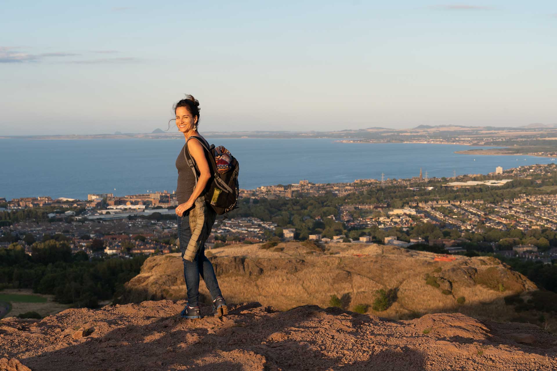 Fe trekking on top of the Arthur Seat