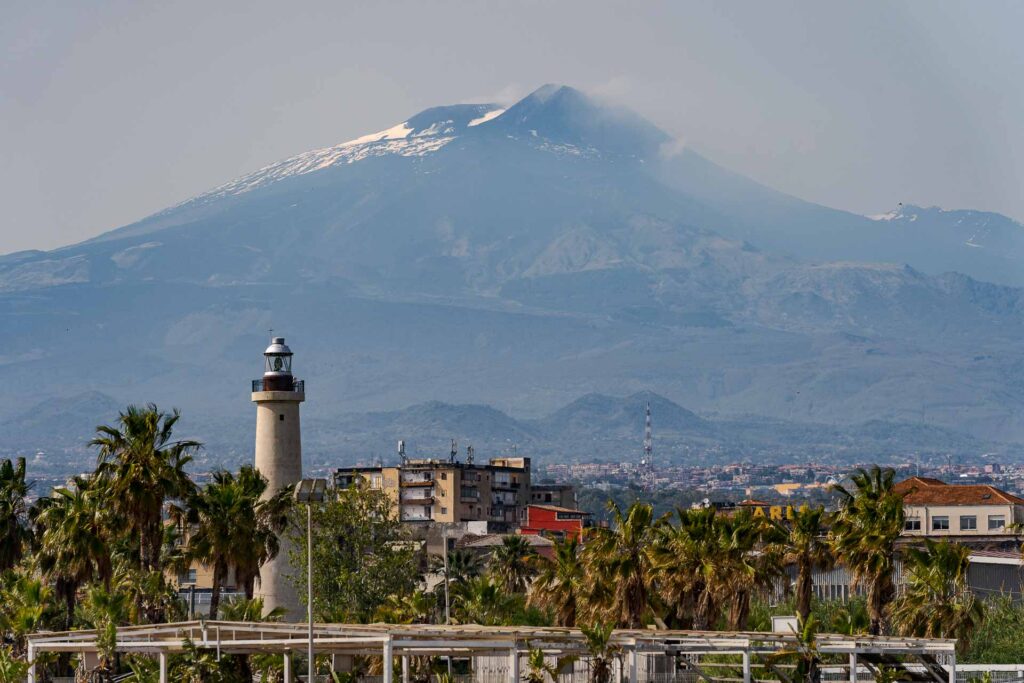 The view of the Etna Volcano in Catania Sicily