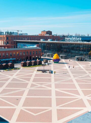 The main square of Manufaktura in Lodz Poland